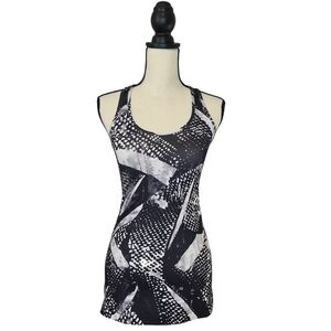 Lululemon Top Cool Racerback Tank Static Mist White Black Women's Size 4